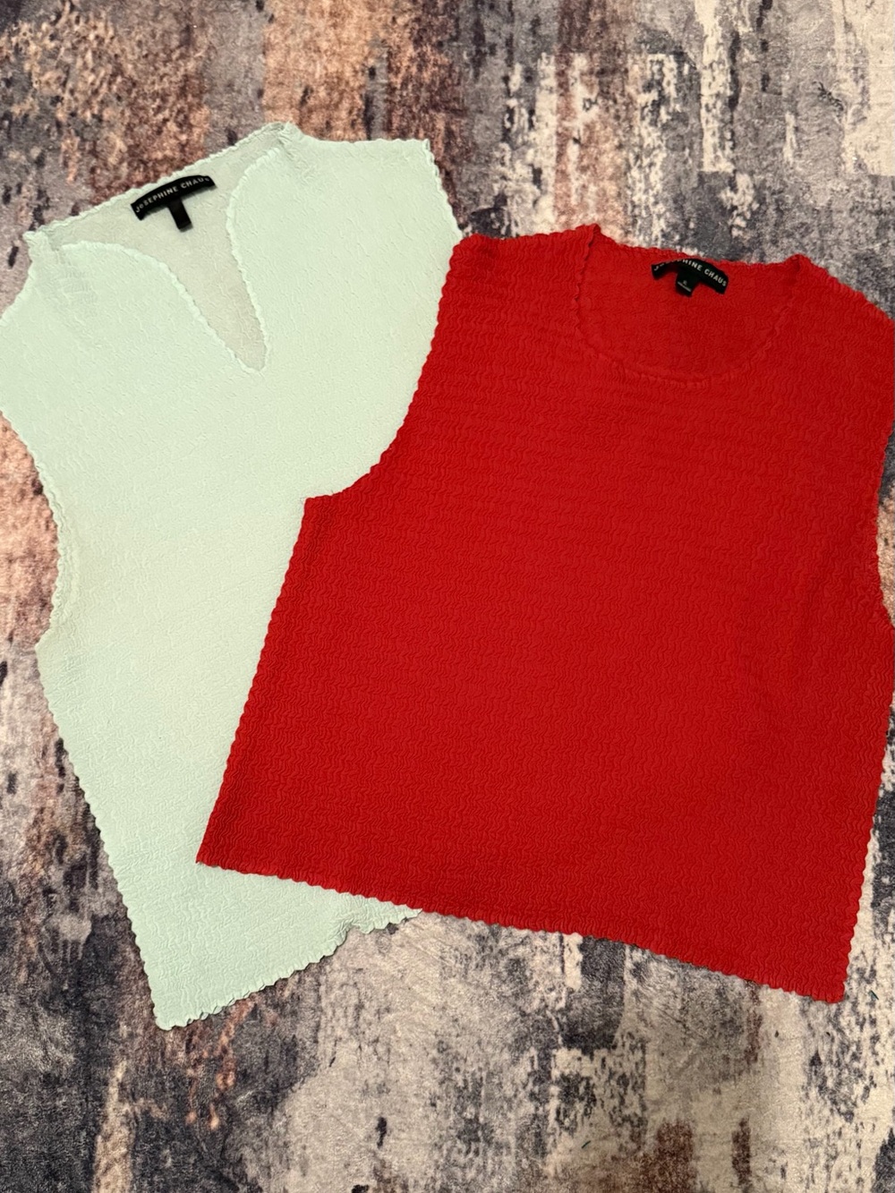 Josephine Chaus Mint Green & Red Sleeveless Knit Tank Tops (Set) vintage